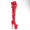 Pleaser FLAMINGO-3028 Red Buckle Thigh High Boots