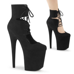 Pleaser FLAMINGO-800-22 Black Vegan Suede Ankle Boots