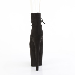 Pleaser FLAMINGO-800-22 Black Vegan Suede Ankle Boots