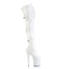 Pleaser FLAMINGO-3028 White Buckle Thigh High Boots
