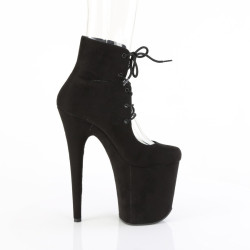 Pleaser FLAMINGO-800-22 Black Vegan Suede Ankle Boots