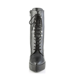 Devious INDULGE-1020 Black Vegan Leather Ankle Boots