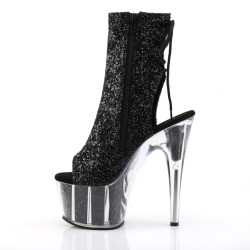Pleaser ADORE-1018G Black Glitter Women's Ankle Boots