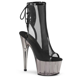Pleaser ADORE-1018MSHT Black Patent Mesh Tinted Boots