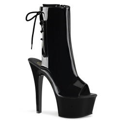 Pleaser ASPIRE-1018 Black Patent Ankle High Boots Women