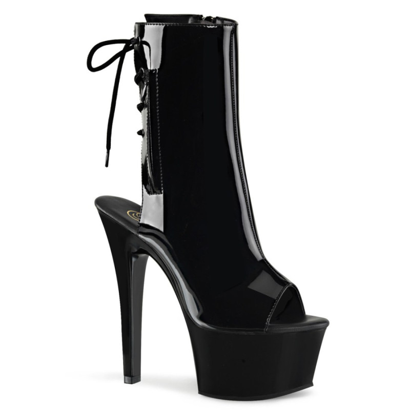 Pleaser ASPIRE-1018 Black Patent Ankle High Boots Women Pleaser ASPIRE-1018 Black Patent Ankle High Boots Women