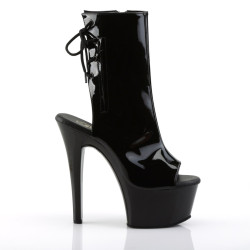 Pleaser ASPIRE-1018 Black Patent Ankle High Boots Women