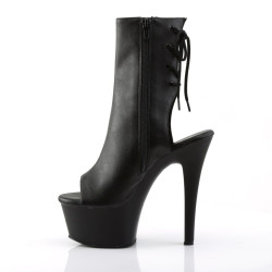 Pleaser ASPIRE-1018 Black Vegan Leather Ankle Boots