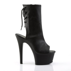 Pleaser ASPIRE-1018 Black Vegan Leather Ankle Boots