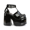 Demonia CAMEL-103 Black Patent T-Strap Chunky Sandal