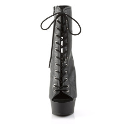 Pleaser DELIGHT-1016 Black Vegan Leather Ankle Boots