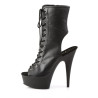 Pleaser DELIGHT-1016 Black Vegan Leather Ankle Boots