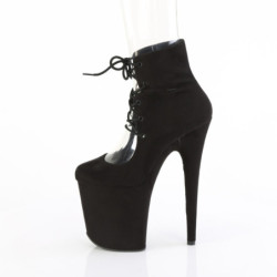 Pleaser FLAMINGO-800-22 Black Vegan Suede Ankle Boots