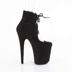 Pleaser FLAMINGO-800-22 Black Vegan Suede Ankle Boots