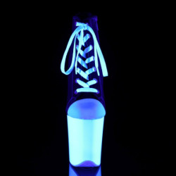 Pleaser FLAMINGO-800SK-02 Black Canvas Neon White Boots