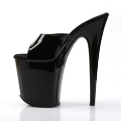 Pleaser FLAMINGO-801 Black Patent High Heeled Mules