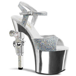 Pleaser REVOLVER-709G Silver Gun Heels Platform Shoes