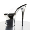 Pleaser FLAMINGO-801 Transparent Silver Chrome Mules