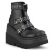 Demonia SHAKER-62 Black Vegan Platform Wedge Ankle Boots