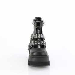 Demonia SHAKER-62 Black Vegan Platform Wedge Ankle Boots