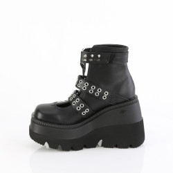 Demonia SHAKER-62 Black Vegan Platform Wedge Ankle Boots