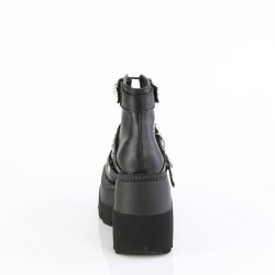 Demonia SHAKER-62 Black Vegan Platform Wedge Ankle Boots