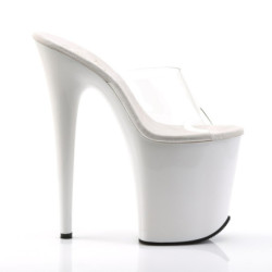 Pleaser FLAMINGO-801 Transparent White Mules Women