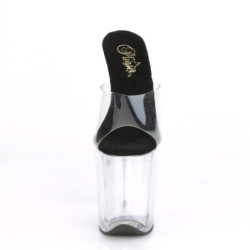 Pleaser FLAMINGO-801 Transparent Black Mules Women