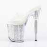 Pleaser FLAMINGO-801G Transparent Silver Glitter Mules