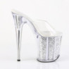 Pleaser FLAMINGO-801G Transparent Silver Glitter Mules