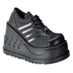 Demonia STOMP-08 Black Punk Goth Platform Wedge Boots