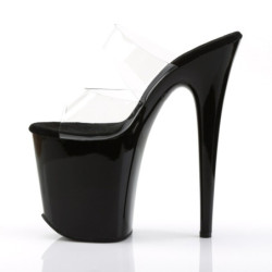 Pleaser FLAMINGO-802 Transparent Black Mules Women