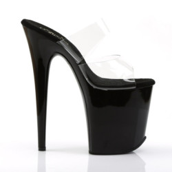 Pleaser FLAMINGO-802 Transparent Black Mules Women