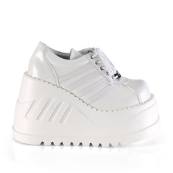 Demonia STOMP-08 White Punk Goth Platform Wedge Boots