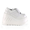Demonia STOMP-08 White Punk Goth Platform Wedge Boots