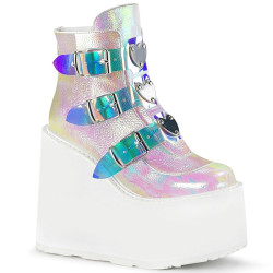 Demonia SWING-105 Pearl Vegan Platform Buckle Boots