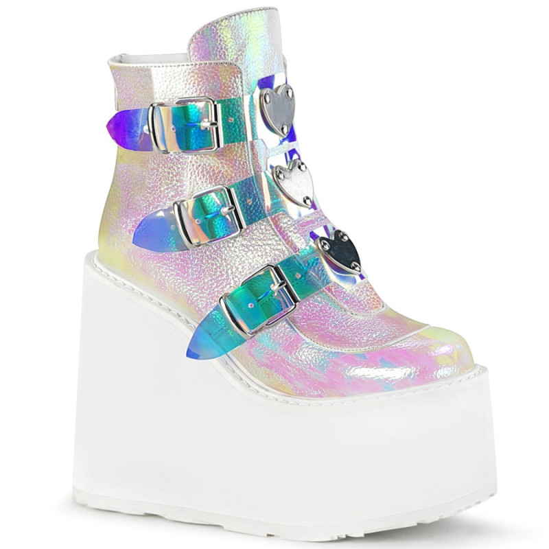 Demonia SWING-105 Pearl Vegan Platform Buckle Boots Demonia SWING-105 Pearl Vegan Platform Buckle Boots