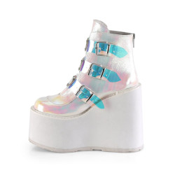 Demonia SWING-105 Pearl Vegan Platform Buckle Boots
