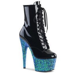 Pleaser ADORE-1020LG Black Patent Blue Glitter Sale