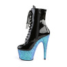 Pleaser ADORE-1020LG Black Patent Blue Glitter Sale