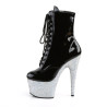 Pleaser ADORE-1020LG Black Patent Silver Glitter Sale
