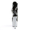 Pleaser ADORE-1020LG Black Patent Silver Glitter Sale