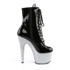Pleaser ADORE-1020LG Black Patent Silver Glitter Sale