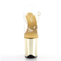Pleaser FLAMINGO-808 Gold Chrome Platform Pole Dance Shoes