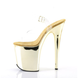 Pleaser FLAMINGO-808 Gold Chrome Platform Pole Dance Shoes