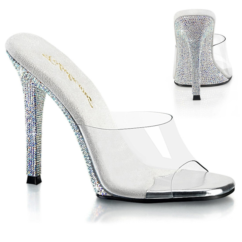 Fabulicious GALA-01DM Transparent Silver Strass Mules Fabulicious GALA-01DM Transparent Silver Strass Mules