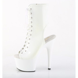 Pleaser ADORE-1016 White Patent High Heeled Ankle Boots