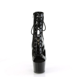 Pleaser ADORE-1016 Black Patent High Heeled Ankle Boots
