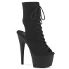 Pleaser ADORE-1016 Black Vegan Suede Heeled Ankle Boots