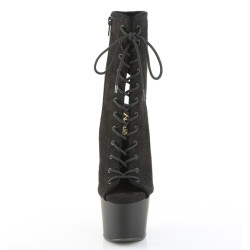 Pleaser ADORE-1016 Black Vegan Suede Heeled Ankle Boots